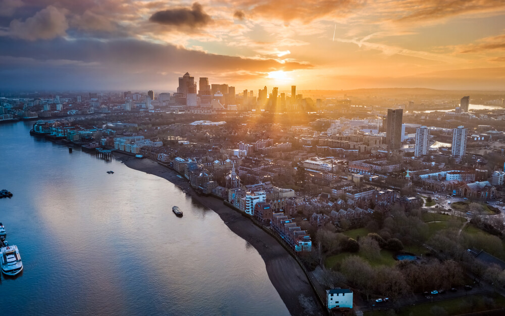 The river Thames at sunset